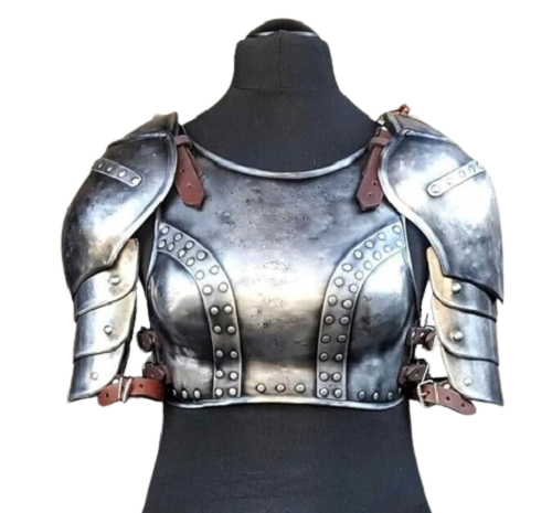 Medieval Knight Lady Armor Breastplate Steel Shoulder Armor Gothic LARP Cosplay - Afbeelding 1 van 3