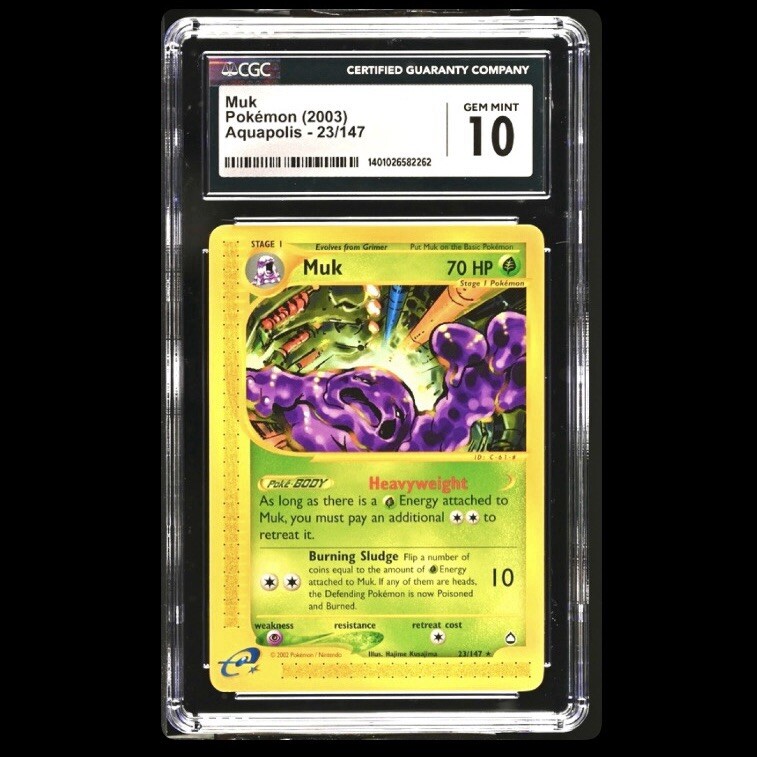 2003 Pokemon Muk 23 Non-Holo Rare Aquapolis Set E Reader CGC 10