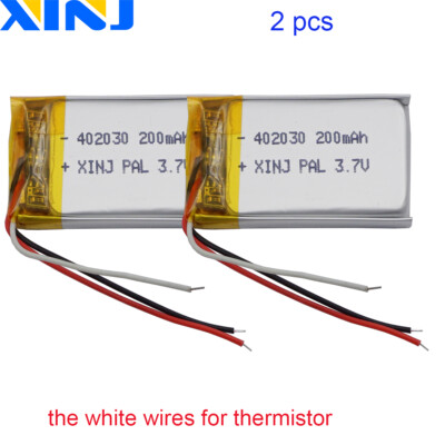 2pcs 3.7V 200mAh 0.7Wh Li Battery 402030 Li-ion NTC 3-Wires NTC Thermistor