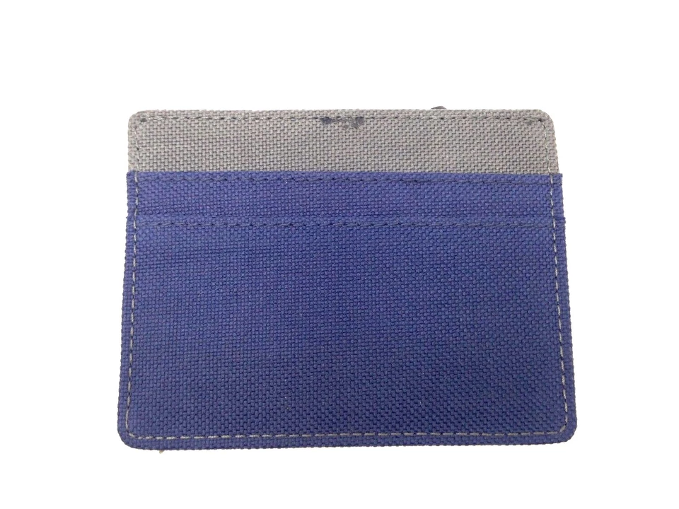 $50 Perry Ellis Hombres Azul Lona 5cc Foto Identificación Estuche Tarjeta de Crédito Billetera Foto 2 de 3