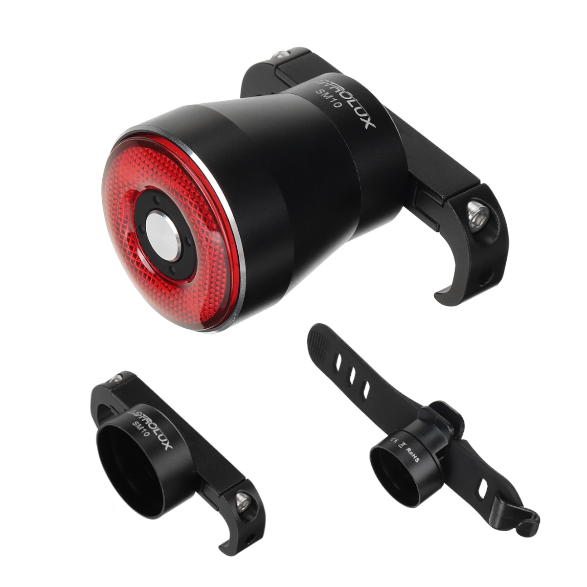 Astrolux USB  Bike Light SM10 Smart Brake Sensing Bicycle Taillight w/2 Tail Cap