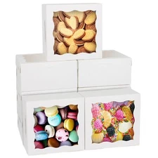 Bakery Boxes with Window 30pcs 6x6x3 Inches Cookie Boxes Mini Cake Boxes Past...
