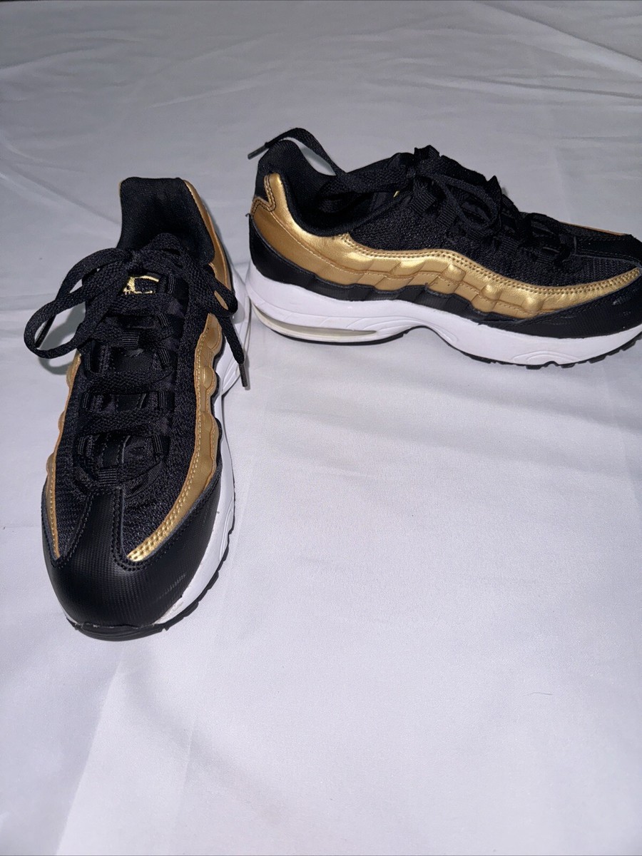 Nike Air Max 95 Black And Gold Youth Kids 3Y Saints Sneakers Shoes