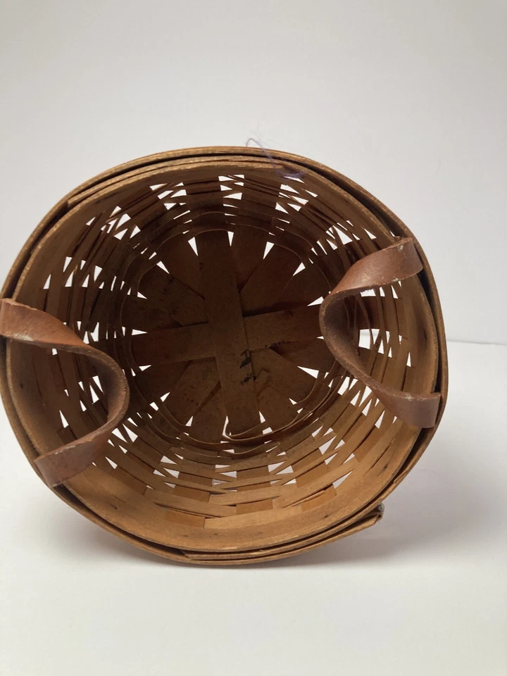 Longaberger Brown Round Shape Storage Basket With Double Handles - Image 2 of 4