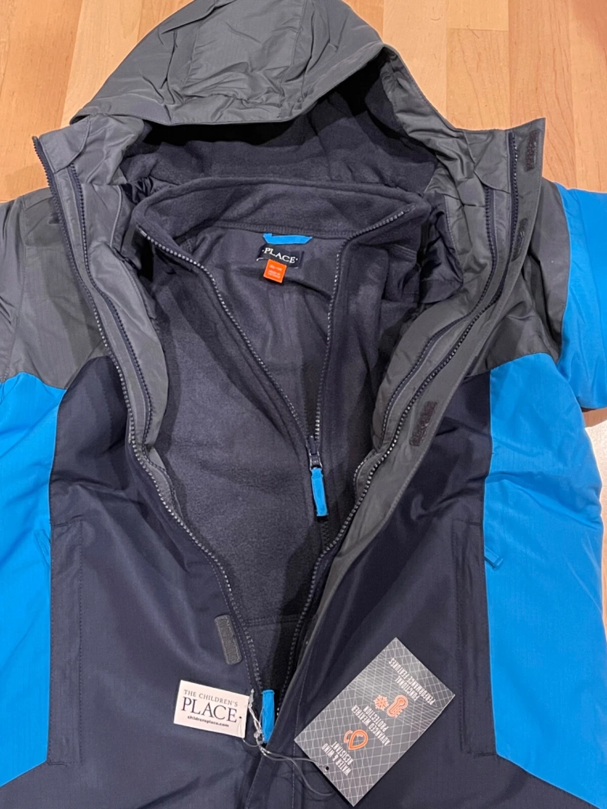 Children's Place Boys 3 in 1 Jacket XL Hooded Outdoor Waterproof