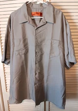 Red Kap Men's Work Shirt 4XL Gray Short Sleeves Button Front Pockets Vintage