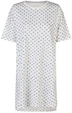 Damen Nachthemd BY LOUISE Single-Jersey kurzarm 100% Cotton Dots blaugrau Gr.L