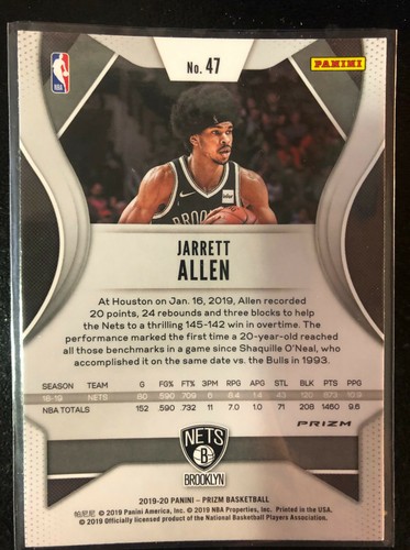 2019-20 Panini Prizm Prizms Green #47 Jarrett Allen Nets - Picture 2 of 2