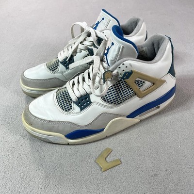 Air Jordan 4 Retro Shoes Mens Size 9.5 White Blue Basketball Sneakers 308497-141