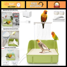 Large Automatic Bird Bath Fountain with Pump - Indoor Shower Tub for Parakeets,