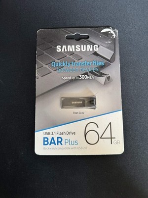 Samsung Bar Plus 64Gb - 300Mb/s Usb 3.1 Flash Drive Titan Gray New