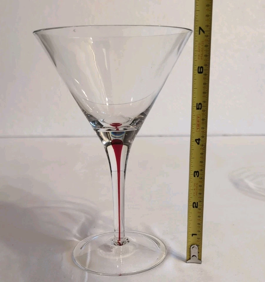 Vasos Martini Teardrop Drip Stem|Juego de 4| Vidrio soplado|Rojo|Azul cobalto Foto 4 de 4