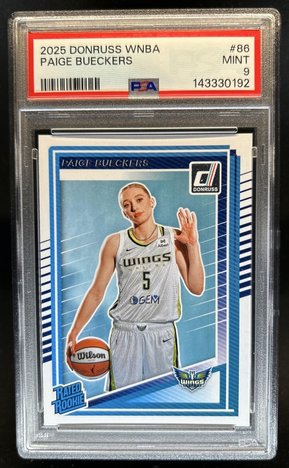 2025 Panini Donruss WNBA Paige Bueckers Rookie #86 Wings PSA 9 Rookie view 1