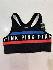Victoria Secret PINK Ultimate Medium Support Sports Bra Size Large Red White Bl