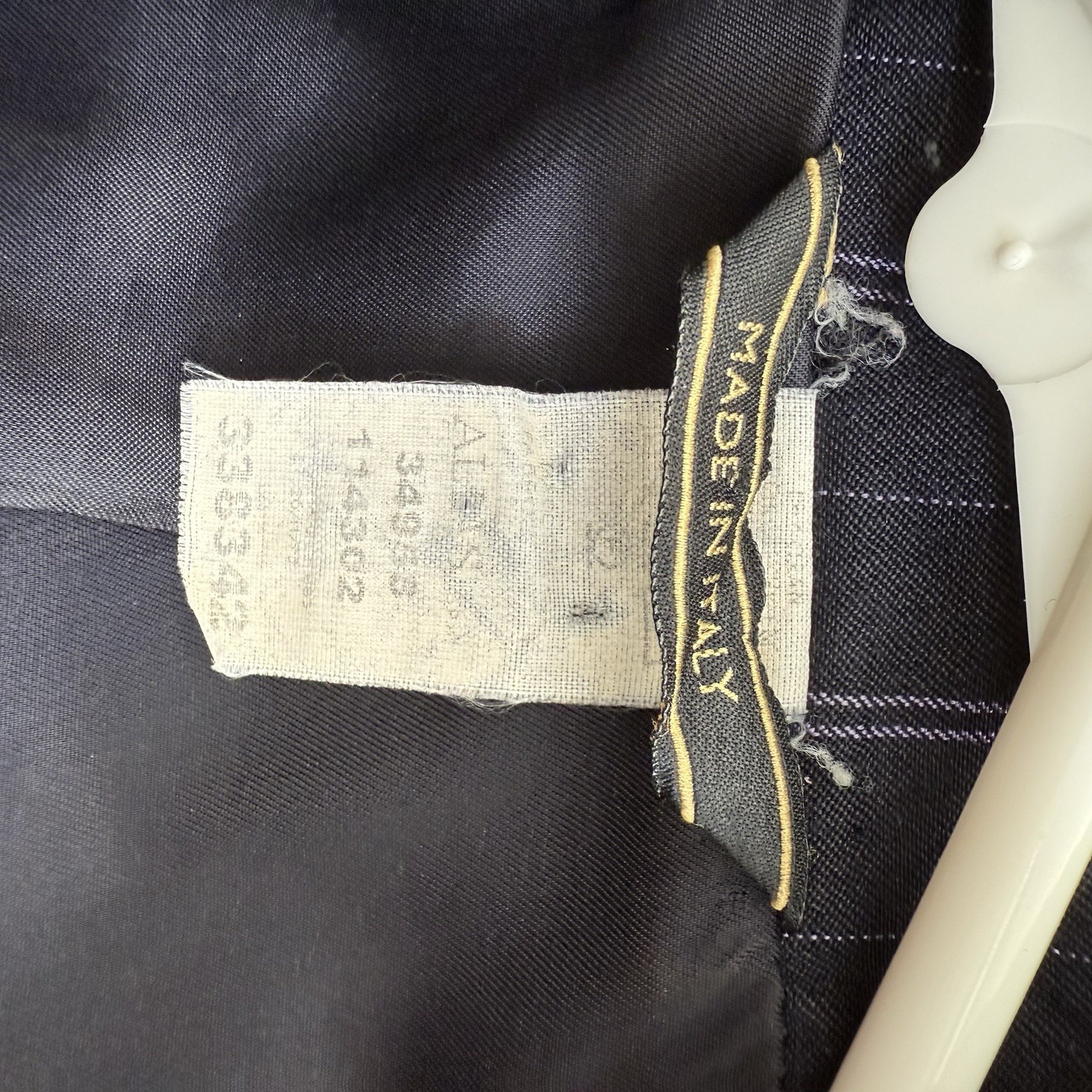 Vintage Gianni Versace Purple Pinstripe Blazer Pant Suit Leather Trim & Vest 44 image 10