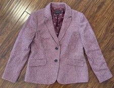Talbots Houndstooth Blazer Wool Blend Preppy Academia Equestrian Women  s Sz 8