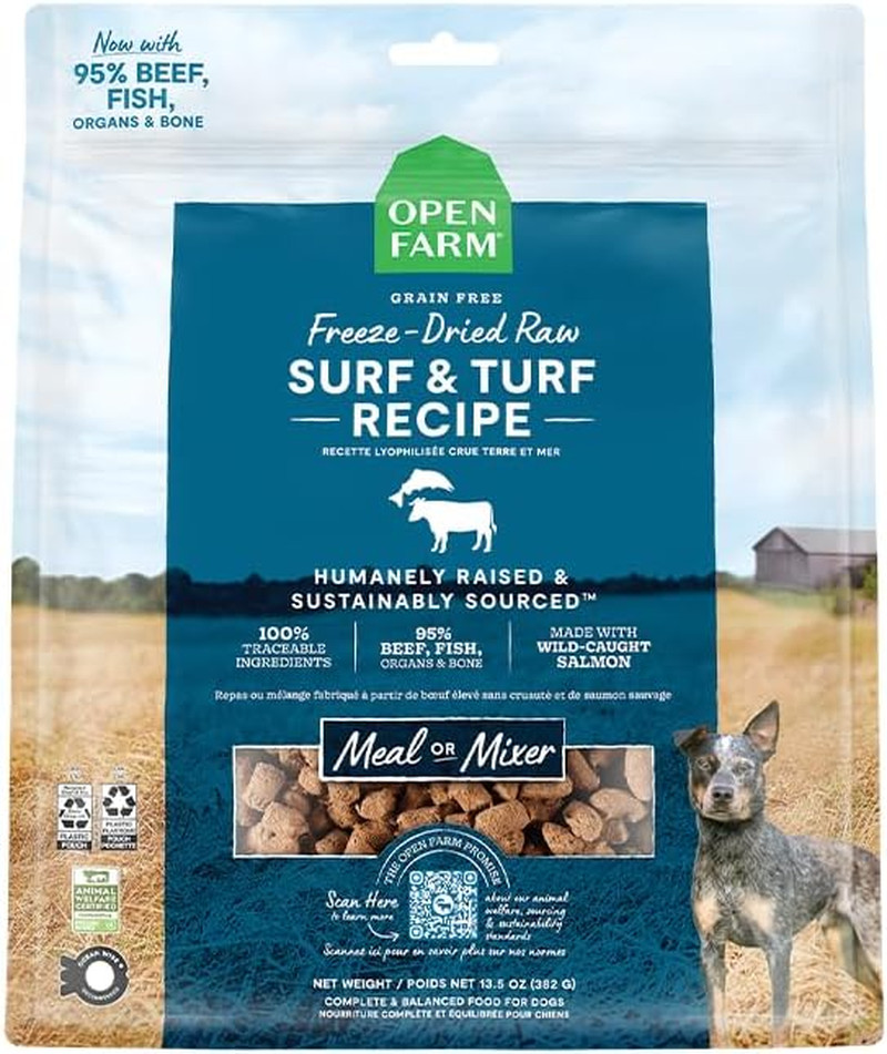 Freeze Dried Raw Dog Food, Morsels with 95% Meat, Organs & Bone, Organic Produce