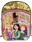 Disney Princess 17 inch Pink & Gold Backpack with 6 Princesses, School Bookbag
