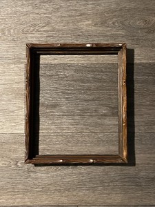 Vintage Hand-Carved Wooden Picture Frame Walnut Wood Folk Arts & Crafts Style
