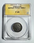 1938 D/S Buffalo Nickel FS-512 OMM-2 ANACS F 15