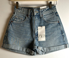 ZARA - BERMUDA DENIM RIGIDO MOM FIT - TAGLIA UK6 - BLU