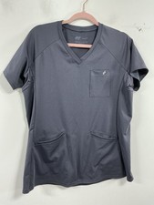 Womans Fit Scrubs Evrpur Short Sleeve Pullover Shirt Large Gray V Neck