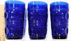 3 Tiara Kings Crown Imperial Cobalt Blue Glasses Tumblers Indiana Glass 14oz — photo 2
