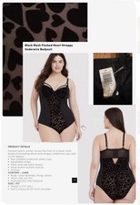 Torrid NWT Black Mesh Flocked Heart Underwire 3x 22/24 Bodysuit Lingerie