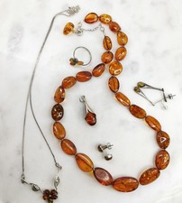 Vintage Collection 6 x Sterling Silver Amber Jewellery #49