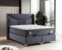 Grau Modernes Bett Mit Matratze Aus Textil Und Holz