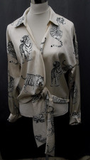 New Look beige tiger design cross over tie blouse size 12 BNWT