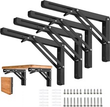 4 Pcs 16 Inch Heavy Duty Metal Folding Shelf Brackets, Collapsible Wall Mount