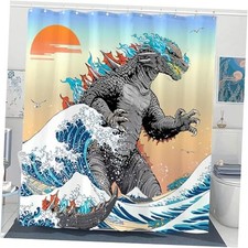 Funny Dinosaur Shower Curtain Fun Cool Gray Anime 72"W x 84"L Pack of 1 Blue