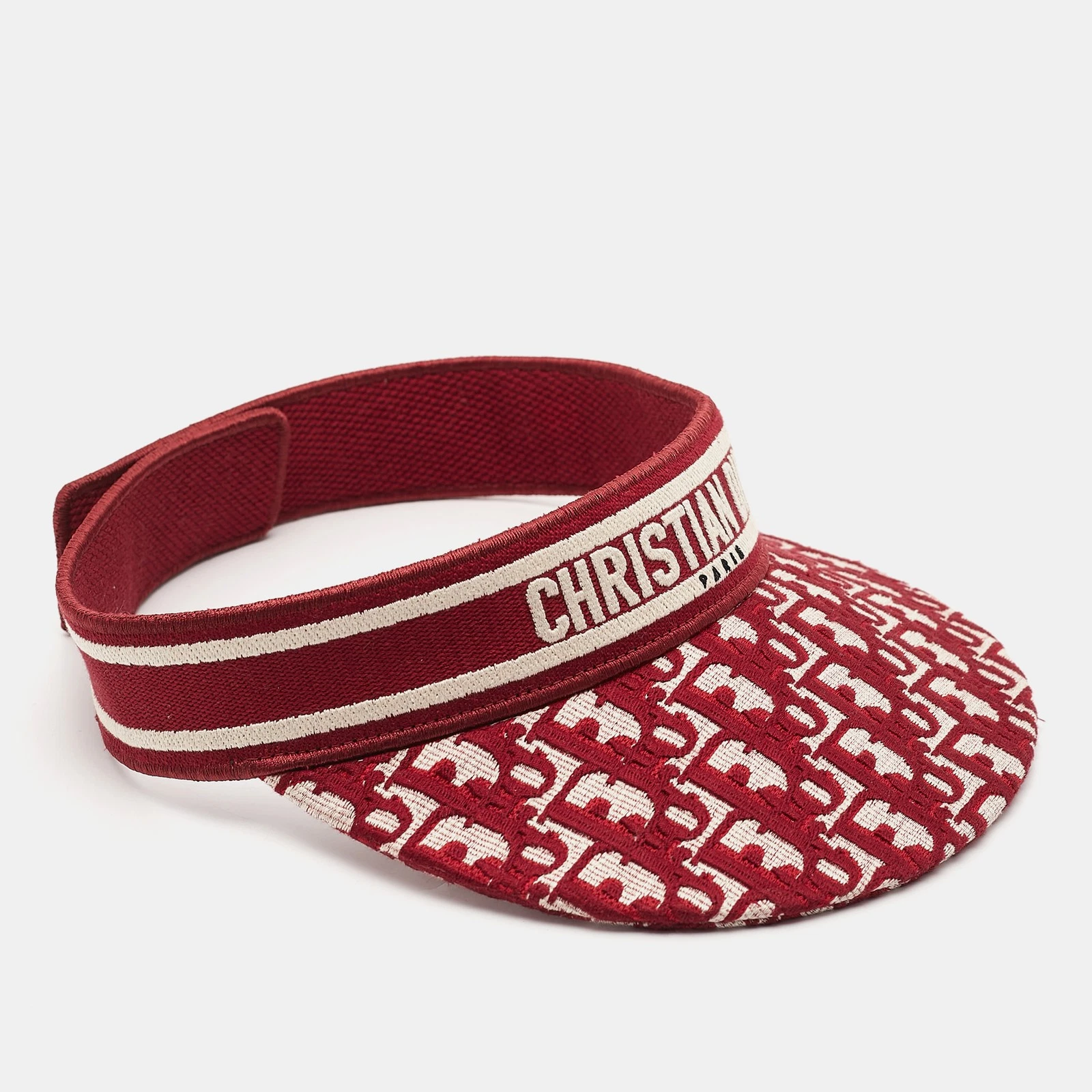 Casquette visière toile jacquard oblique rouge Dior