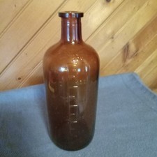 Vintage Amber Glass Apothecary Bottle Collectible 8"