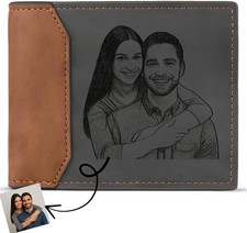 Customized Men Wallets Engraved Leather Photo Personalized Gifts for Dad Son