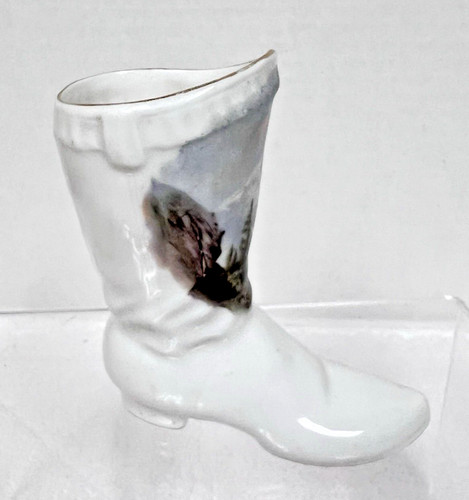 Antique 1900s Mt Hood Oregon Scene Souvenir Figural Porcelain Boot Germany
