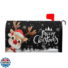 Anyako Merry Christmas Reindeer Black Mailbox Covers Magnetic Sta