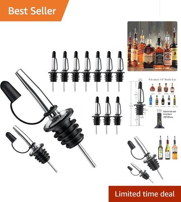 12 Pack Liquor Pour Spout With Dust Caps - Bottle Pourers for Alcohol, Olive Oil