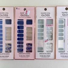 Dashing Diva Gloss Ultra Shine Gel Palette 32 Nail Strips Marbled Blue Lot of 4