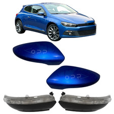 For VW Scirocco Door Wing Mirror Cover & Indicator Painted Blue LH Or RH