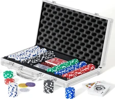Boyzhood Poker Chips,300 Pcs Poker Set with Aluminum Travel Case,11.5 Gram Poker