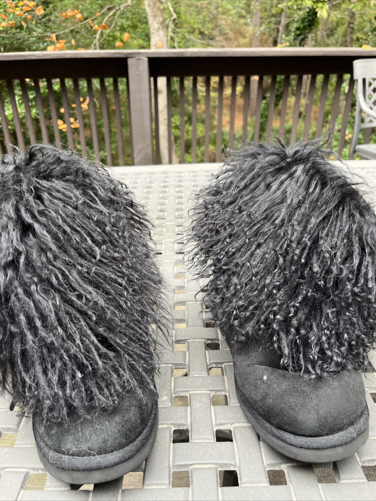 Ugg Classic Short Ii Fluff Black Suede Boots Size Us Youth 5 Fit's Women's 7