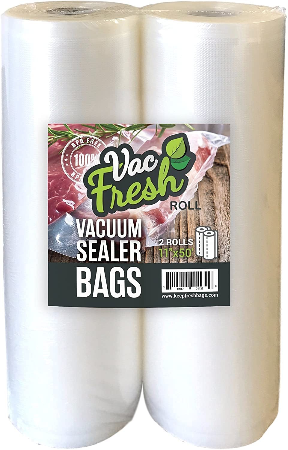 Vacuum Sealer Rolls 11x50ft 2-Pack 3.5mil Embossed Food Storage Bags
