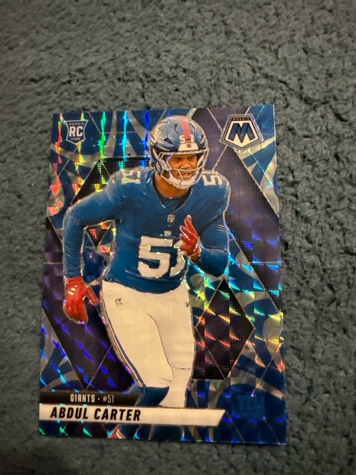 2025 Panini Mosaic Football Abdul Carter #317 Reactive Blue Mosaic Prizm (RC)