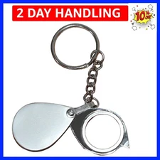 Silver 20X Pocket Magnifier Gift Metal Folding Glass with Key Chain Jewelry L...