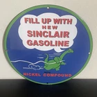 VINTAGE SINCLAIR DINO FILL UP SERVICE GASOLINE OIL PORCELAIN SIGN