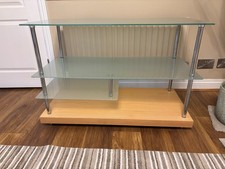 Contemporary TV Audio Entertainment Media Stand Unit Frosted Tempered glass.