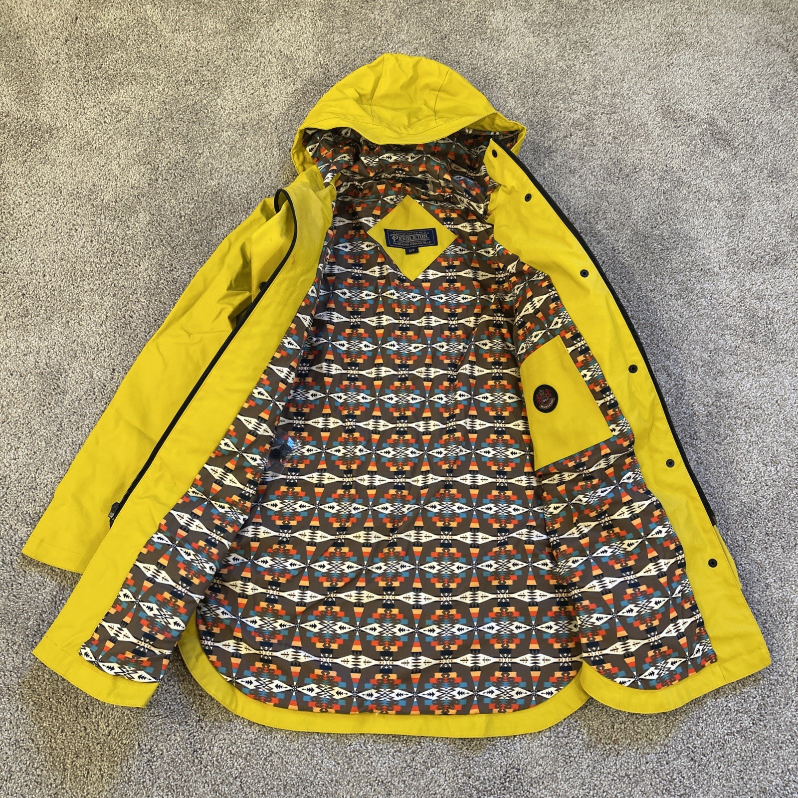 Pendleton Rain Jacket Womens Small Yellow Hooded … - image 3