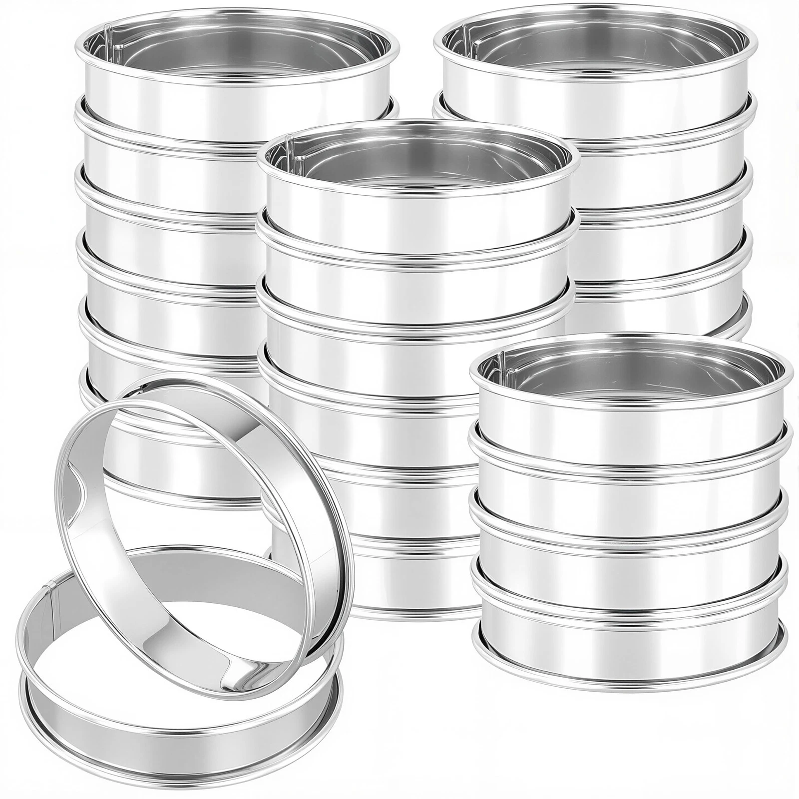 24 Pack 4 Inch English Muffin Rings Crumpet Rings Round Stainless Steel Bakin...
